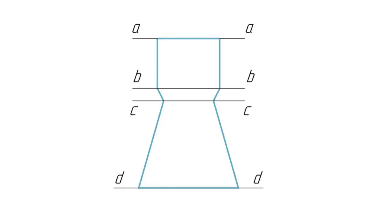 a – chamber inlet; b – nozzle inlet; c – throat (minimum cross-section); d – nozzle exit. Figure 2 – Chamber cross-section